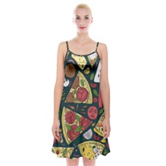 Vector-seamless-pizza-slice-pattern-hand-drawn-pizza-illustration-great-pizzeria-menu-background Spaghetti Strap Velvet Dress by Pakemis