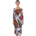 Natural-seamless-pattern-with-tiger-blooming-orchid Quarter Sleeve Midi Bodycon Dress View1