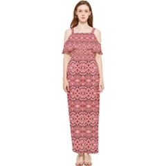 Pink-art-with-abstract-seamless-flaming-pattern Draped Sleeveless Chiffon Jumpsuit by Pakemis
