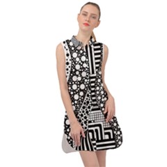 Black And White Sleeveless Shirt Dress by gasi
