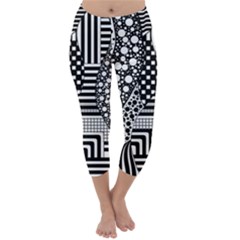 Black And White Capri Winter Leggings  by gasi