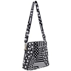 Black And White Zipper Messenger Bag by gasi