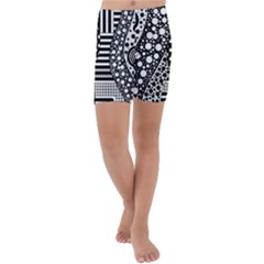 Black And White Kids  Lightweight Velour Capri Yoga Leggings by gasi