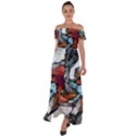 Abstract art Off Shoulder Open Front Chiffon Dress View1