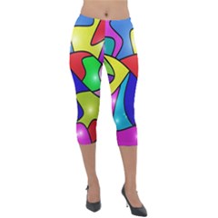 Colorful Abstract Art Lightweight Velour Capri Leggings  by gasi