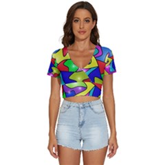 Colorful Abstract Art V-neck Crop Top by gasi