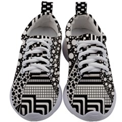Black And White Design Kids Athletic Shoes by gasi