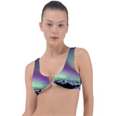 Aurora Stars Sky Mountains Snow Aurora Borealis Ring Detail Bikini Top by Uceng