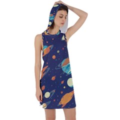 Space Galaxy Planet Universe Stars Night Fantasy Racer Back Hoodie Dress by Uceng