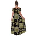 Background Graphic Wallpaper Decor Backdrop Design Off Shoulder Open Front Chiffon Dress View2