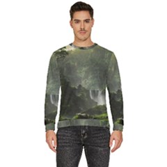 Waterfall River Fantasy Dream Planet Matte Men s Fleece Sweatshirt by Uceng