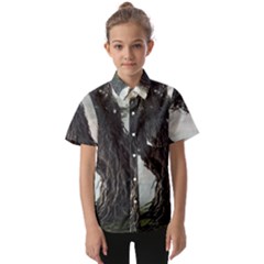 Trees Forest Woods Drawing Fantasy Dream Kids  Short Sleeve Shirt by Uceng