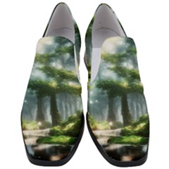 Forest Wood Nature Lake Swamp Water Trees Women Slip On Heel Loafers by Uceng