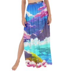 Fantasy Japan Mountains Cherry Blossoms Nature Maxi Chiffon Tie-up Sarong by Uceng