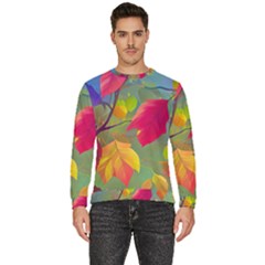 Leaves Foliage Autumn Branch Trees Nature Forest Men s Fleece Sweatshirt by Uceng