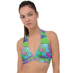 Colorful Stylish Design Halter Plunge Bikini Top by gasi