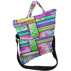 Colorful Pattern Fold Over Handle Tote Bag by gasi