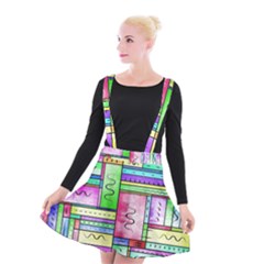 Colorful Pattern Suspender Skater Skirt by gasi
