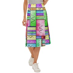 Colorful Pattern Midi Panel Skirt by gasi