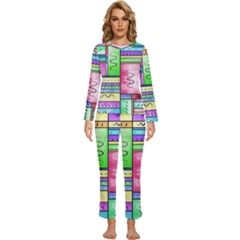 Colorful Pattern Womens  Long Sleeve Lightweight Pajamas Set by gasi
