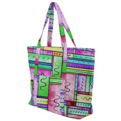 Colorful Pattern Zip Up Canvas Bag by gasi