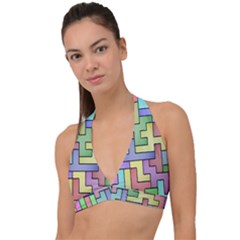Colorful Stylish Design Halter Plunge Bikini Top by gasi