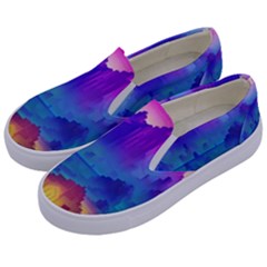 Abstract Geometric Landscape Art 3d Kids  Canvas Slip Ons by Pakemis