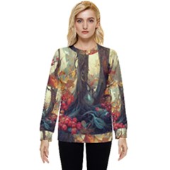 Abstract Texture Forest Trees Fruits Nature Leaves Hidden Pocket Sweatshirt by Pakemis