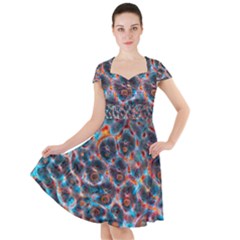 Fractal Black Texture Wallpaper Art Design Art Cap Sleeve Midi Dress by Pakemis