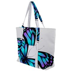 Blue And Pink Butterfly Illustration, Monarch Butterfly Cartoon Blue, Cartoon Blue Butterfly Free Pn Zip Up Canvas Bag by asedoi