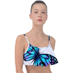 Blue And Pink Butterfly Illustration, Monarch Butterfly Cartoon Blue, Cartoon Blue Butterfly Free Pn Frill Bikini Top by asedoi