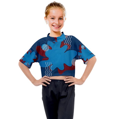 Background Abstract Design Blue Kids Mock Neck Tee by Ravend