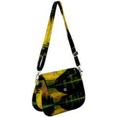 Scenic View Of Aurora Borealis Stretching Over A Lake At Night Saddle Handbag by danenraven