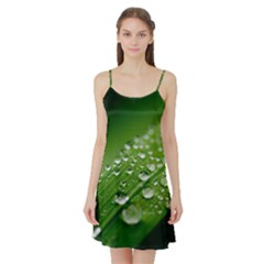 Green Water Leaf Satin Night Slip by artworkshop