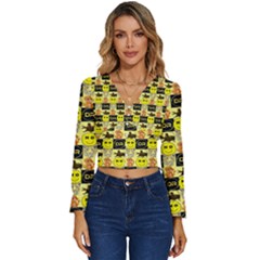 Smily Long Sleeve V-neck Top by Sparkle