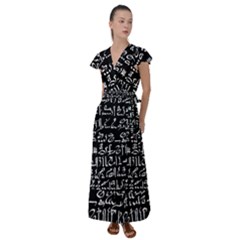 Sanscrit Pattern Design Flutter Sleeve Maxi Dress by dflcprintsclothing
