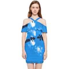 Trees & Sky In Martinsicuro, Italy  Shoulder Frill Bodycon Summer Dress by ConteMonfrey