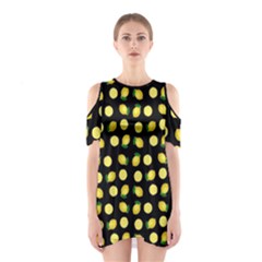 Yellow Lemon And Slices Black Shoulder Cutout One Piece Dress by FunDressesShop