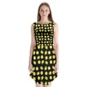 Yellow Lemon And Slices Black Sleeveless Chiffon Dress   View1