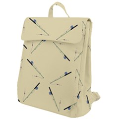 Fishing Rods Pattern Brown Flap Top Backpack by TetiBright