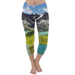 Aerial View Of Mountain And Body Of Water Capri Winter Leggings  by danenraven