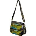 Aerial View Of Mountain And Body Of Water Saddle Handbag View2