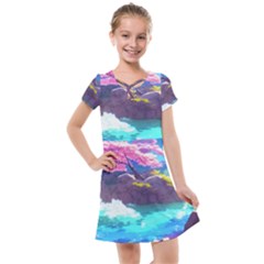 Fantasy Japan Mountains Cherry Blossoms Nature Kids  Cross Web Dress by Uceng