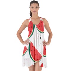 Watermelon Seamless Pattern Show Some Back Chiffon Dress by Jancukart