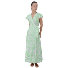 Clean Ornament Tribal Flowers  Flutter Sleeve Maxi Dress by ConteMonfrey