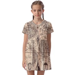 World Map - Nova Delineatio Totius Orbis Terrarum -  1659-1733 Kids  Asymmetric Collar Dress by ConteMonfrey