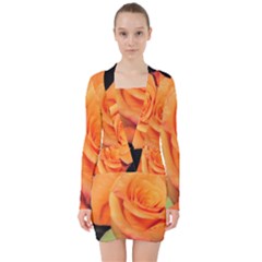 Color Of Desire V-neck Bodycon Long Sleeve Dress by tomikokhphotography