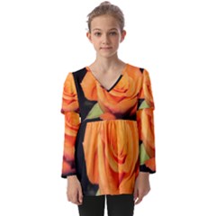 Color Of Desire Kids  V Neck Casual Top by tomikokhphotography