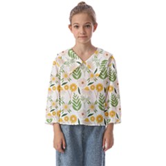 Flowers On A White Background Pattern                                                          Kids  Sailor Shirt by LalyLauraFLM