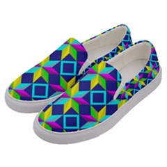 Colorful Stars Pattern                                                                     Men s Canvas Slip Ons by LalyLauraFLM